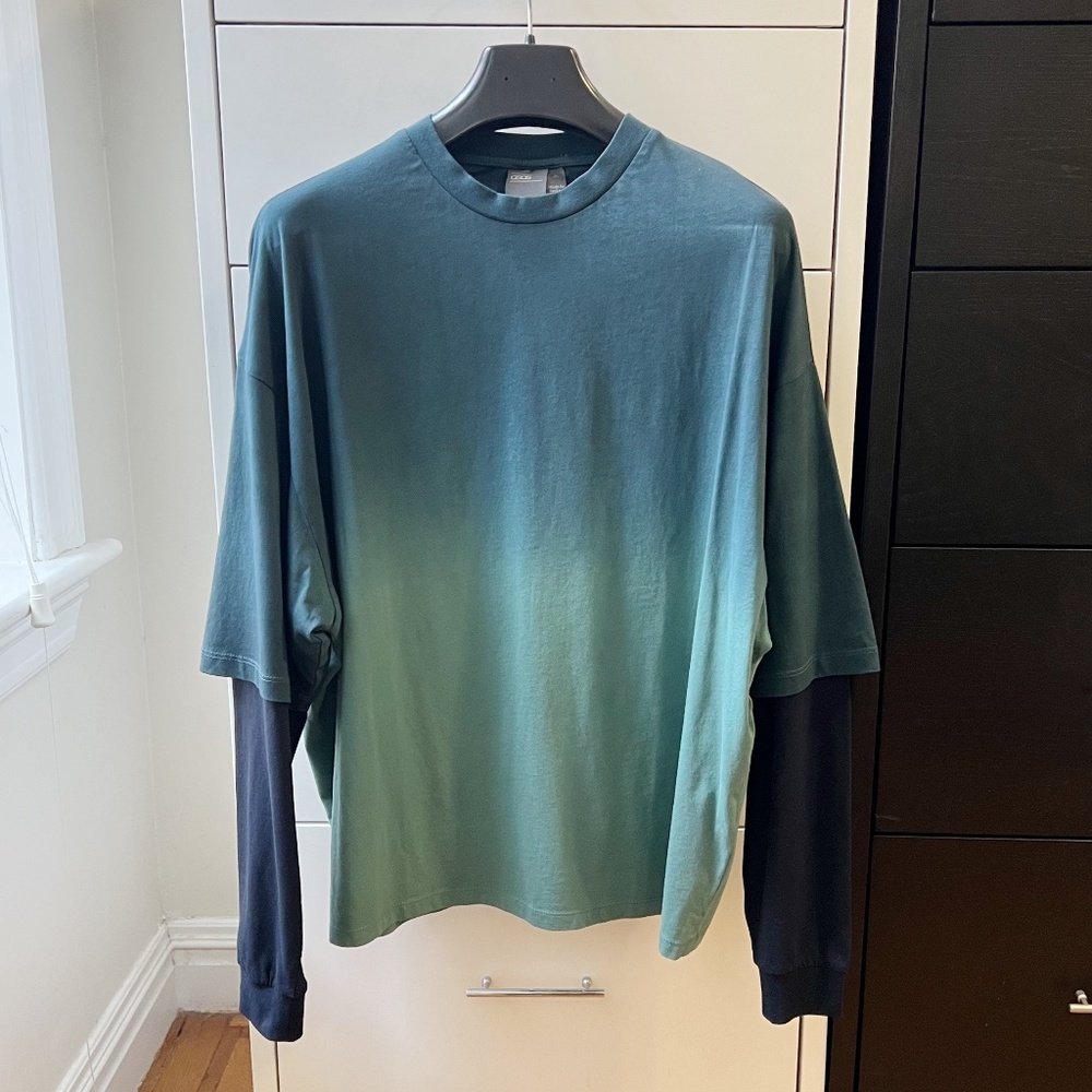 ASOS DESIGN oversized double layer t-shirt with dip dye wash